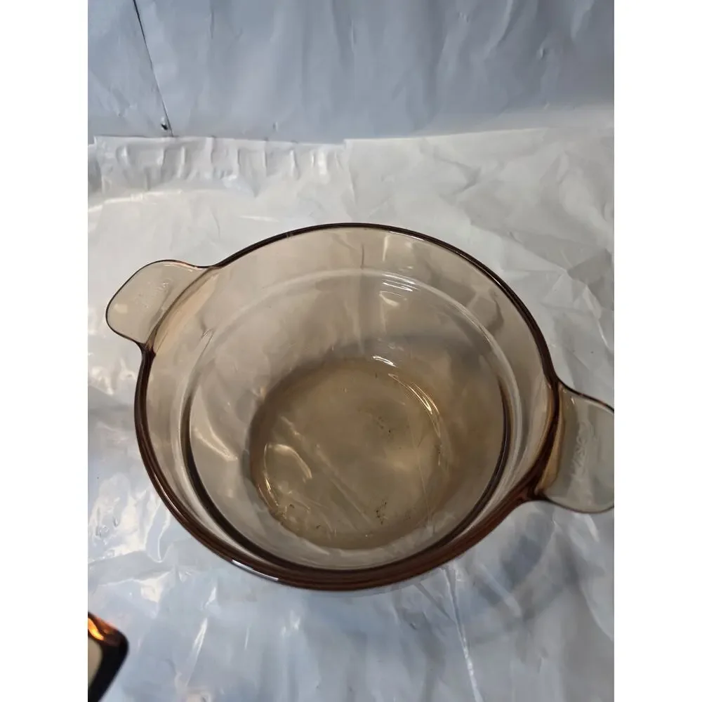 Corning Vision Ware Amber V-20-B Double Boiler x2 w 1.5 L Pot Lid V 1.5 C Pyrex